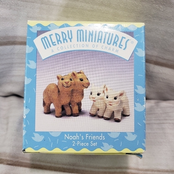 Hallmark Merry Miniatures Noah's Friends Camel Sheep 2 Piece Set 1997 With Box - Picture 11 of 14